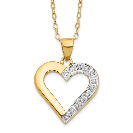 Diamond Fascination Diamond Mystique Sterling Silver 18K Gold-plated Diamond Heart 18 Inch Necklace QDF102