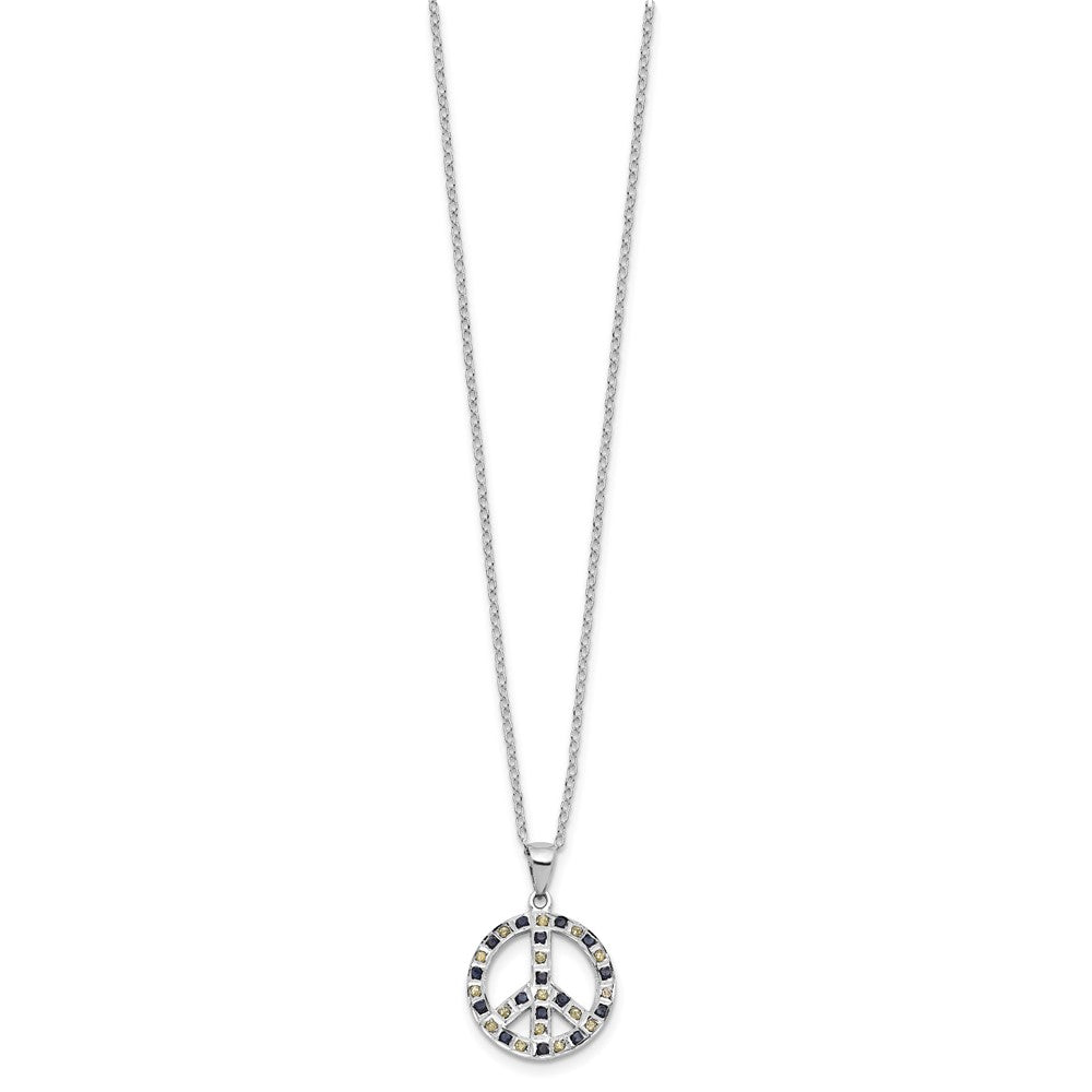 SS Platinum-plated Diamond Mystique Black and White Peace Sign Necklace QDF209