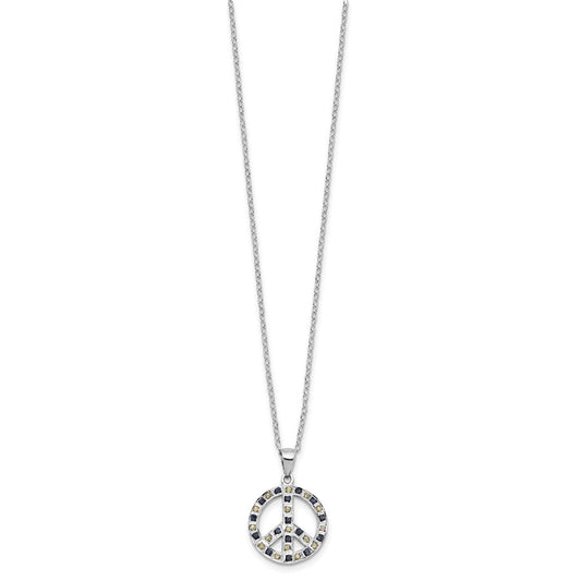 SS Platinum-plated Diamond Mystique Black and White Peace Sign Necklace QDF209