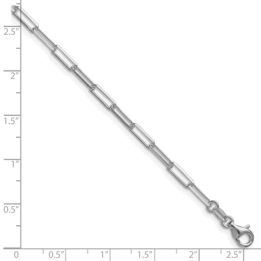 Sterling Silver Rhodium-plated 3.1mm D/C Paperclip Chain QDPC080R-8