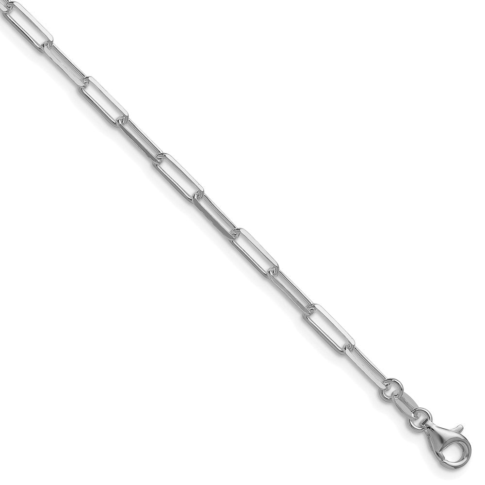 Sterling Silver Rhodium-plated 3.1mm D/C Paperclip Chain QDPC080R-8