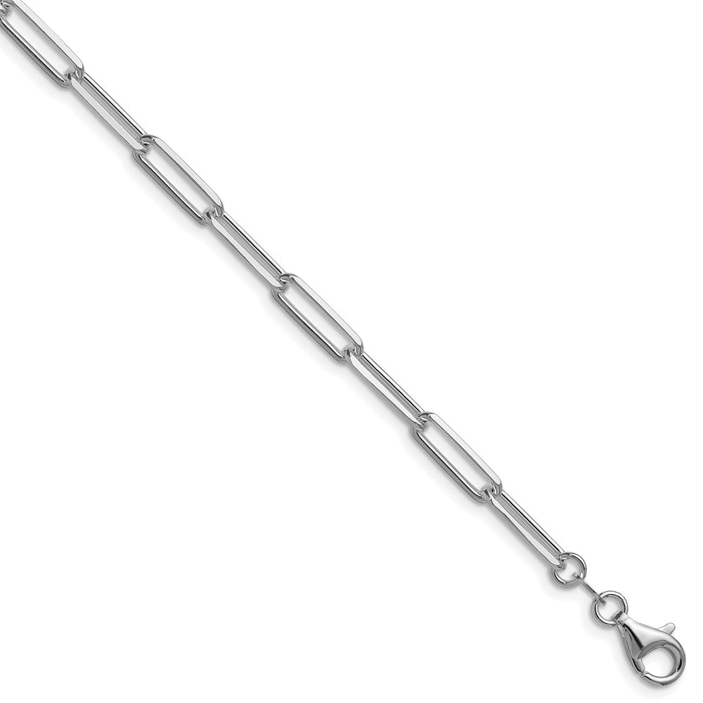 Sterling Silver Rhodium-plated 4.4mm D/C Paperclip Chain QDPC120R-8