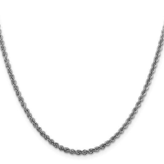 Sterling Silver Rhodium-plated 2.5mm Solid Rope ChainQDR050R