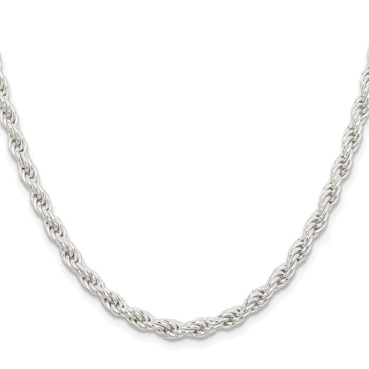Sterling Silver Rhodium-plated 5mm Solid Rope ChainQDR100R
