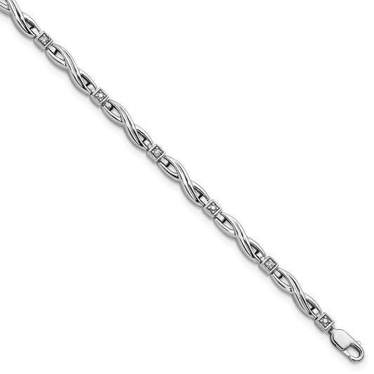 Sterling Silver Rhodium-plated Diam. Bracelet QDX1033
