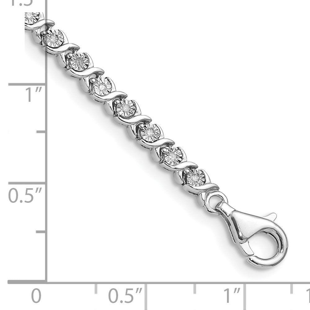 Sterling Silver Rhodium-plated Diam. Tennis Bracelet QDX108