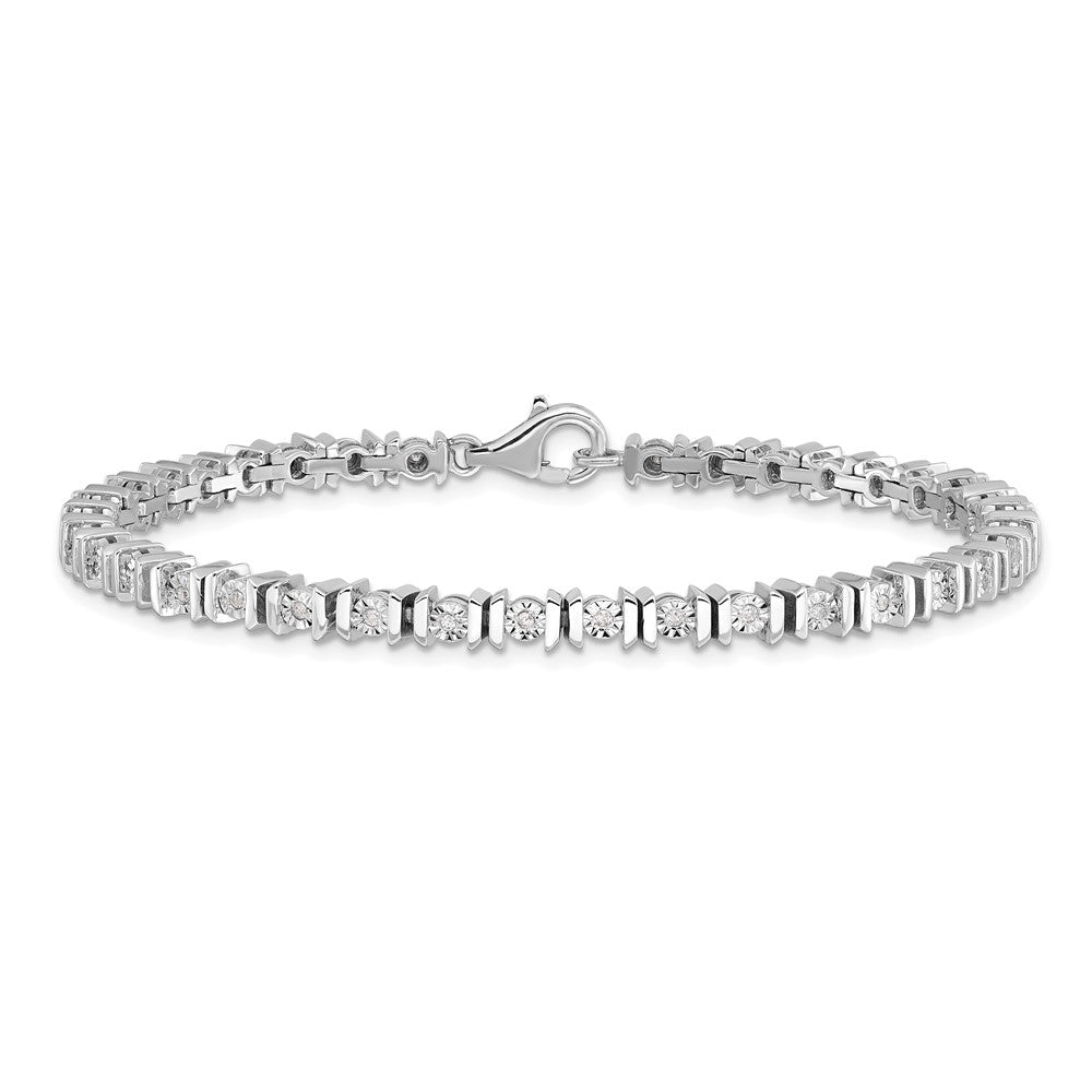 Sterling Silver Rhodium-plated Diam. Tennis Bracelet QDX111