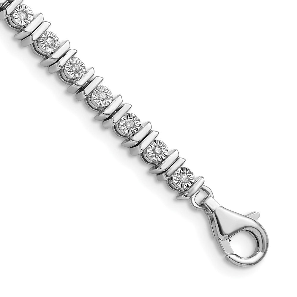 Sterling Silver Rhodium-plated Diam. Tennis Bracelet QDX111