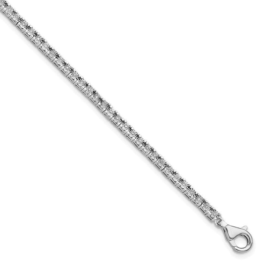 Sterling Silver Rhodium-plated Diam. Tennis Bracelet QDX1118