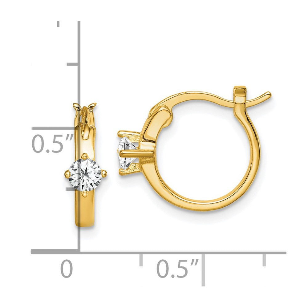 QE15033 Sterling Silver Gold-tone Square CZ Hoop Earrings