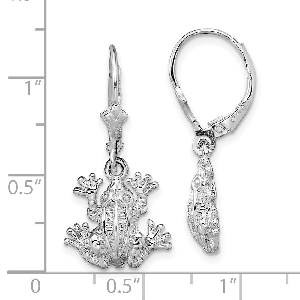 QE15552 De-Ani Sterling Silver Rhodium-Plated Polished Frog Leverback Earrings