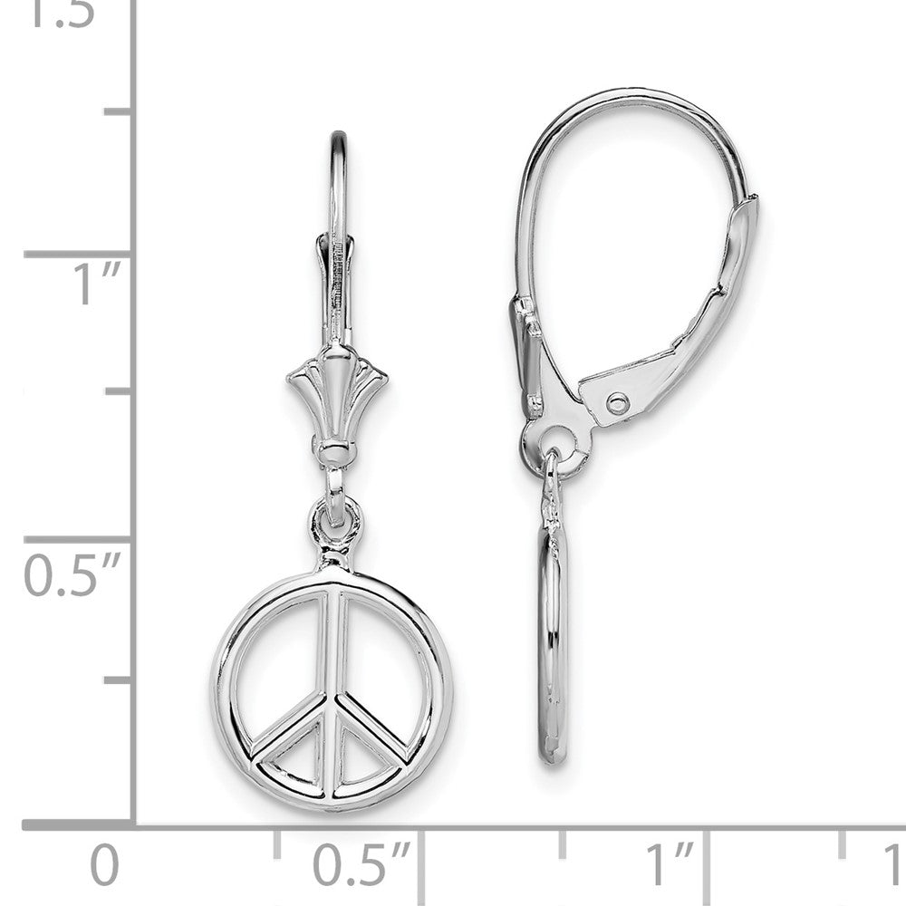 QE15559 De-Ani Sterling Silver Rhodium-Plated 3D Peace Symbol Leverback Earrings