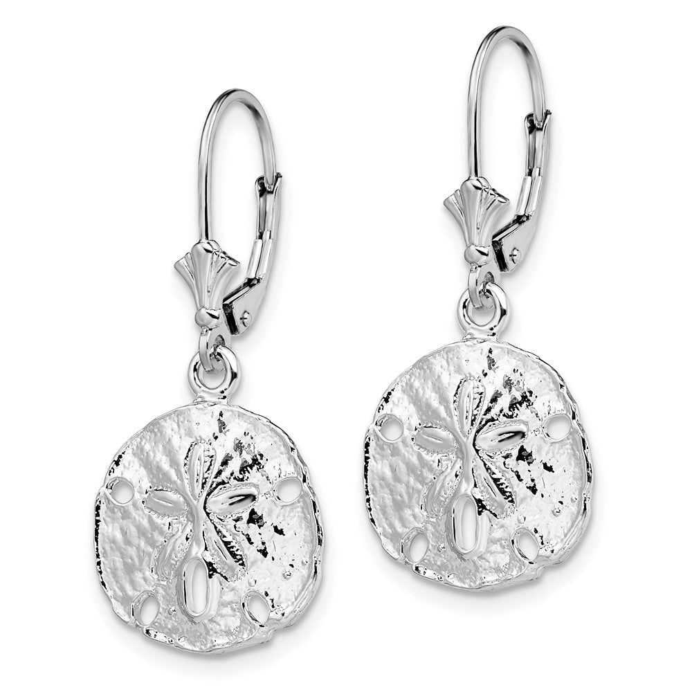 QE15561 De-Ani Sterling Silver Rhodium-Plated Polished Sand Dollar Leverback Earrings