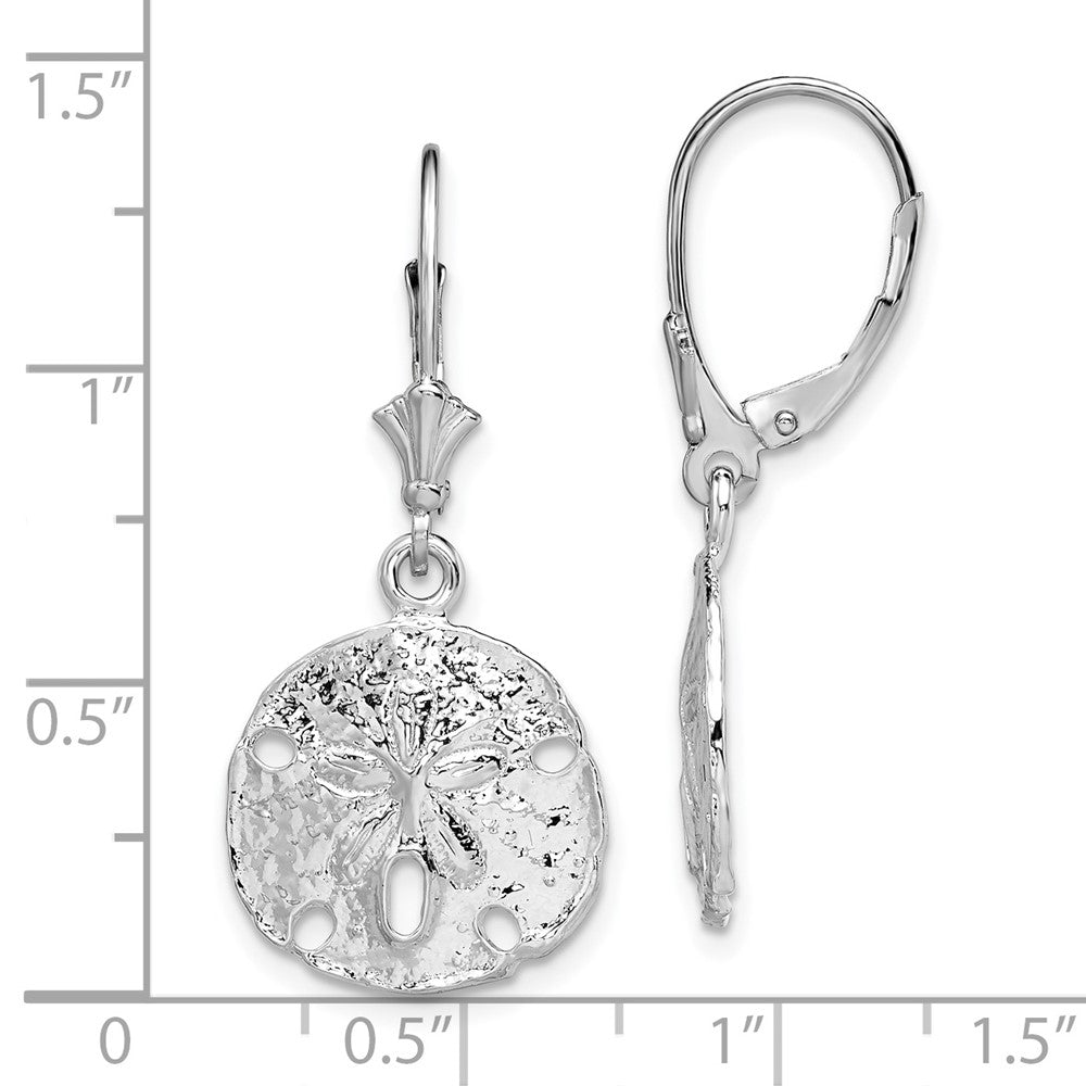 QE15561 De-Ani Sterling Silver Rhodium-Plated Polished Sand Dollar Leverback Earrings