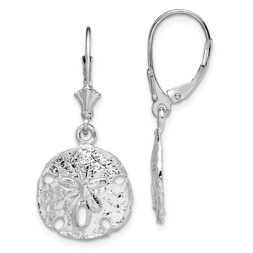 QE15561 De-Ani Sterling Silver Rhodium-Plated Polished Sand Dollar Leverback Earrings