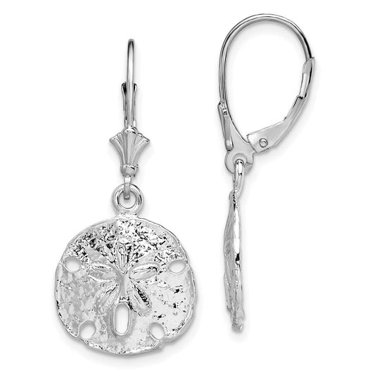 QE15561 De-Ani Sterling Silver Rhodium-Plated Polished Sand Dollar Leverback Earrings