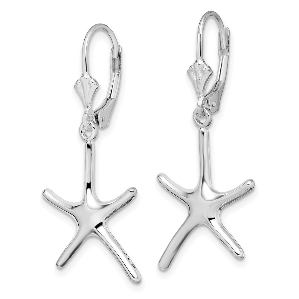 QE15572 De-Ani Sterling Silver Rhodium-Plated Polished Starfish Leverback Earrings