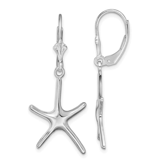 QE15572 De-Ani Sterling Silver Rhodium-Plated Polished Starfish Leverback Earrings