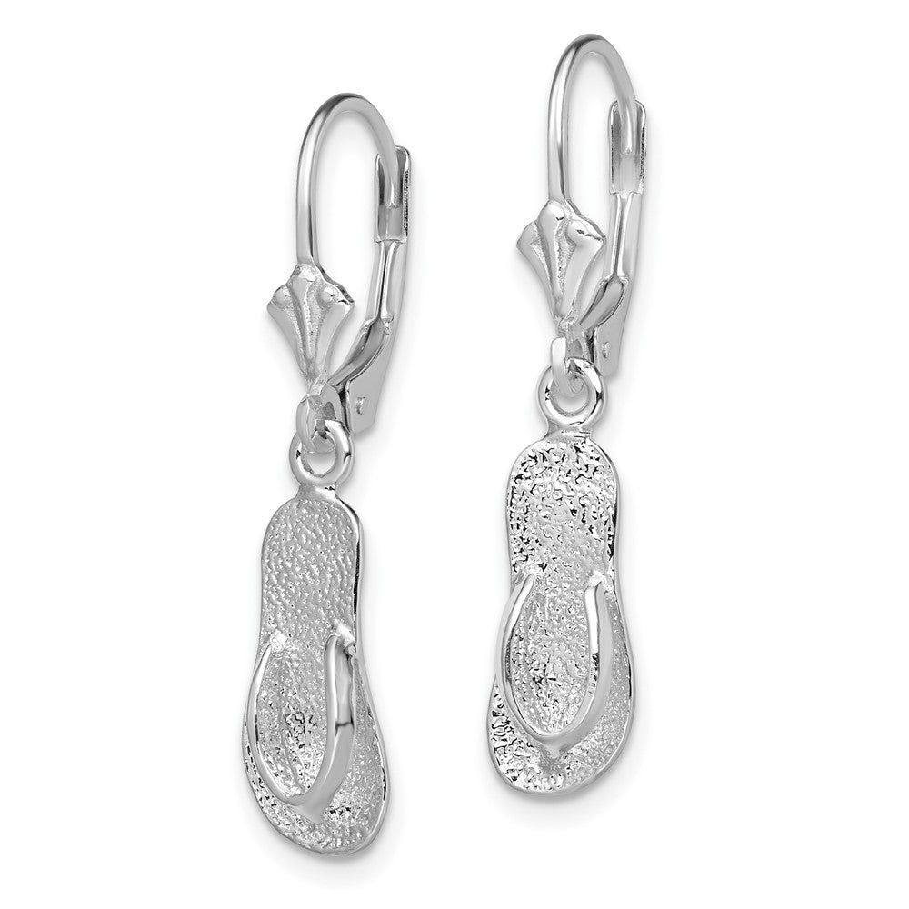 QE15574 De-Ani Sterling Silver Rhodium-Plated Polished Large Flip-flop Leverback Earrings