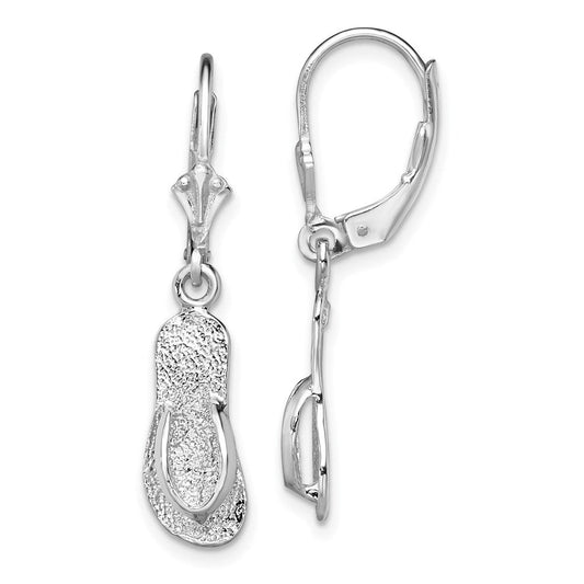 QE15574 De-Ani Sterling Silver Rhodium-Plated Polished Large Flip-flop Leverback Earrings