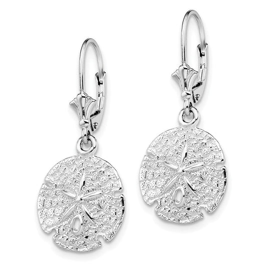 QE15576 De-Ani Sterling Silver Rhodium-Plated Polished Sand Dollar Leverback Earrings
