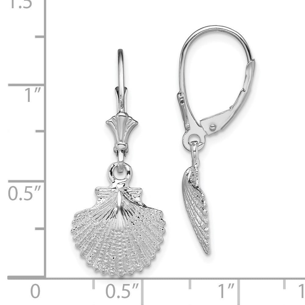 QE15577 De-Ani Sterling Silver Rhodium-Plated Polished Scallop Shell Leverback Earrings