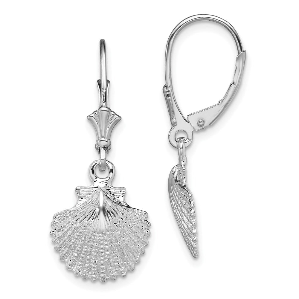 QE15577 De-Ani Sterling Silver Rhodium-Plated Polished Scallop Shell Leverback Earrings