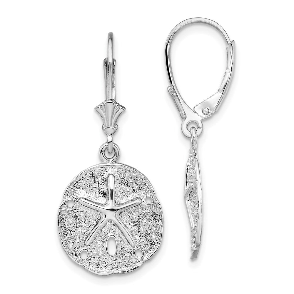 QE15579 De-Ani Sterling Silver Rhodium-Plated Sand Dollar Starfish Leverback Earrings