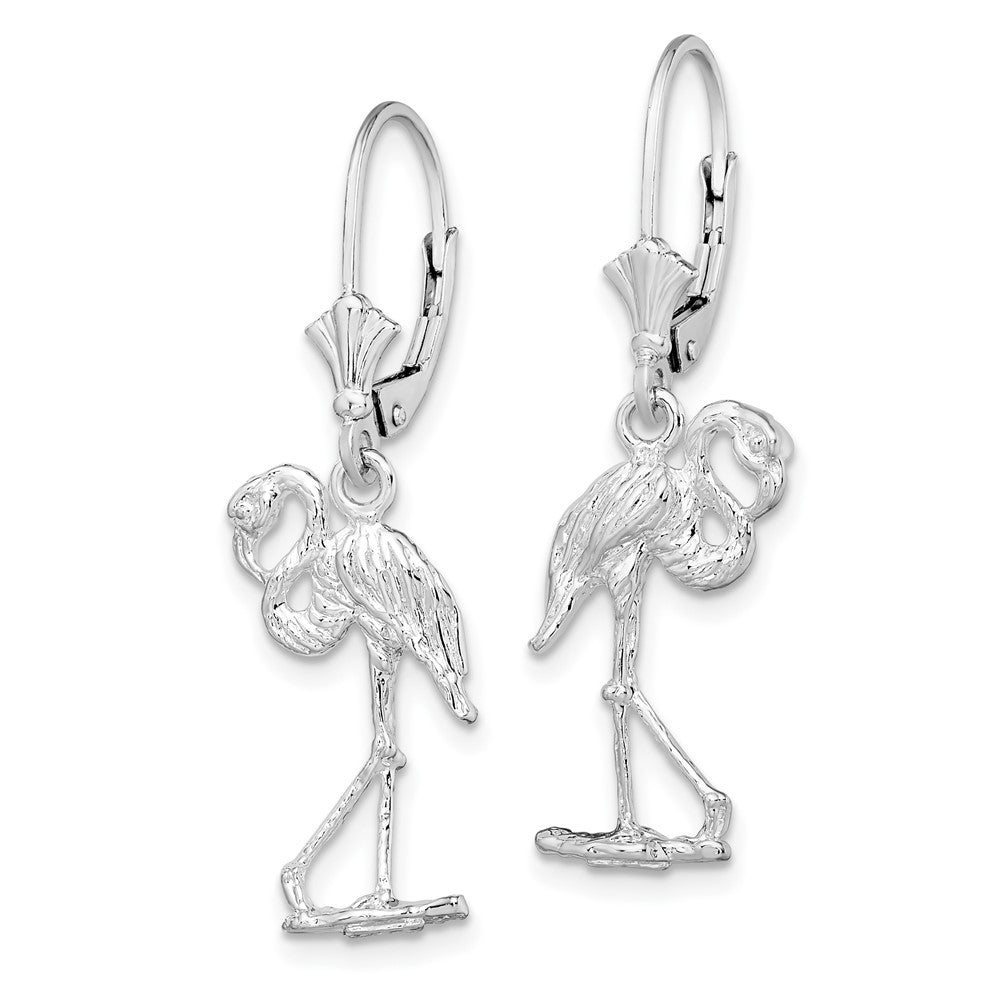 QE15585 De-Ani Sterling Silver Rhodium-Plated Polished Flamingo Leverback Earrings