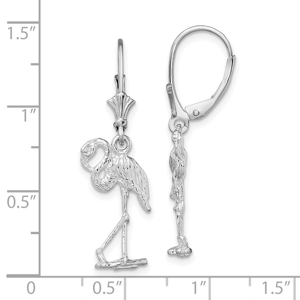 QE15585 De-Ani Sterling Silver Rhodium-Plated Polished Flamingo Leverback Earrings