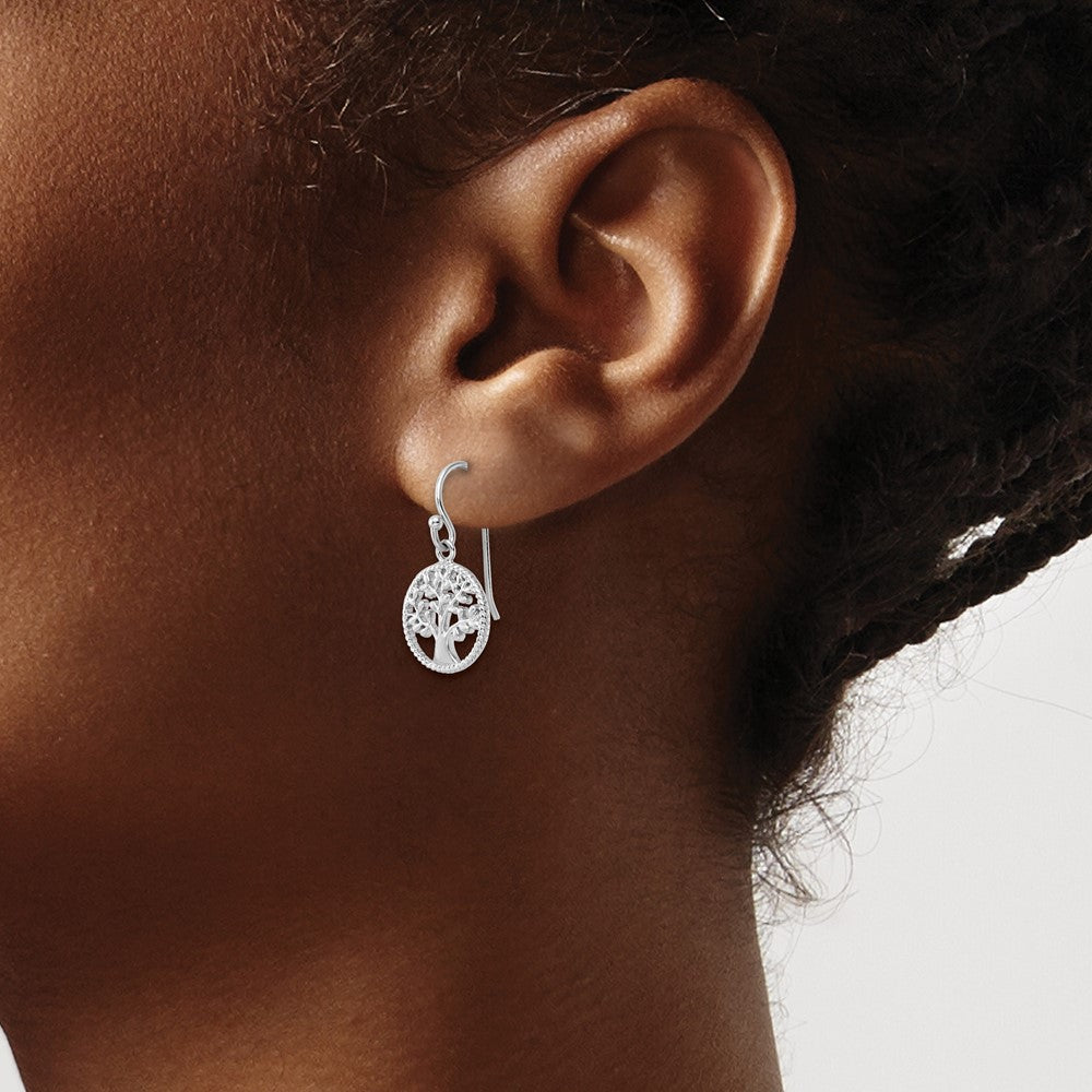 QE15659 Sterling Silver RH Tree Dangle Earrings