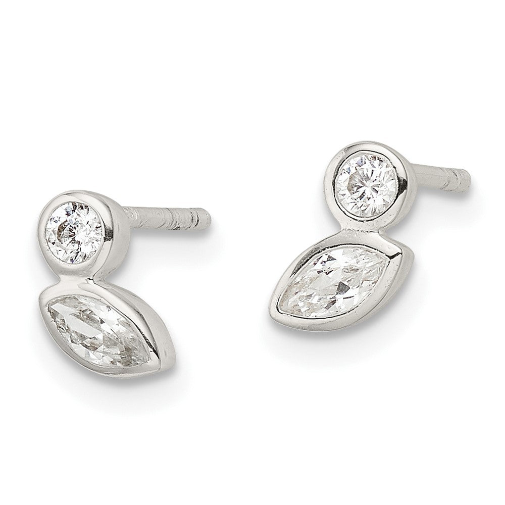 QE15671 Sterling Silver Polished CZ Post Earrings