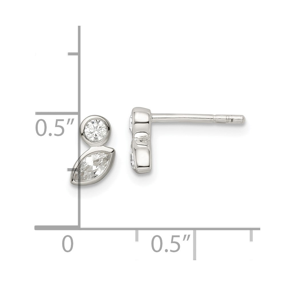 QE15671 Sterling Silver Polished CZ Post Earrings