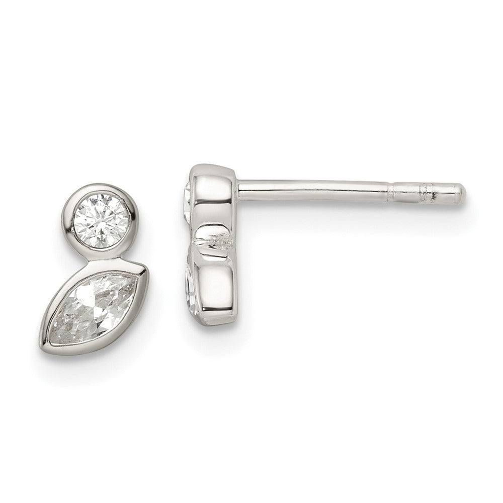 QE15671 Sterling Silver Polished CZ Post Earrings