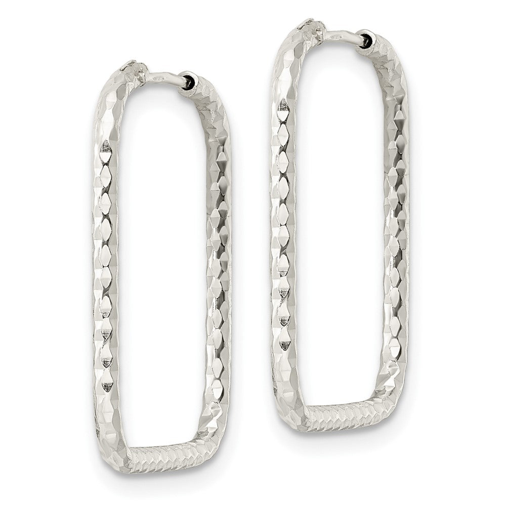 QE15829 Sterling Silver Polished D/C Square Endless Hoop Earrings