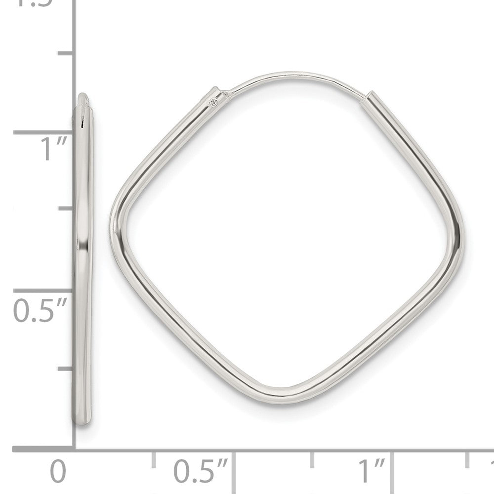QE15830 Sterling Silver Polished Endless Square Hoop Earrings