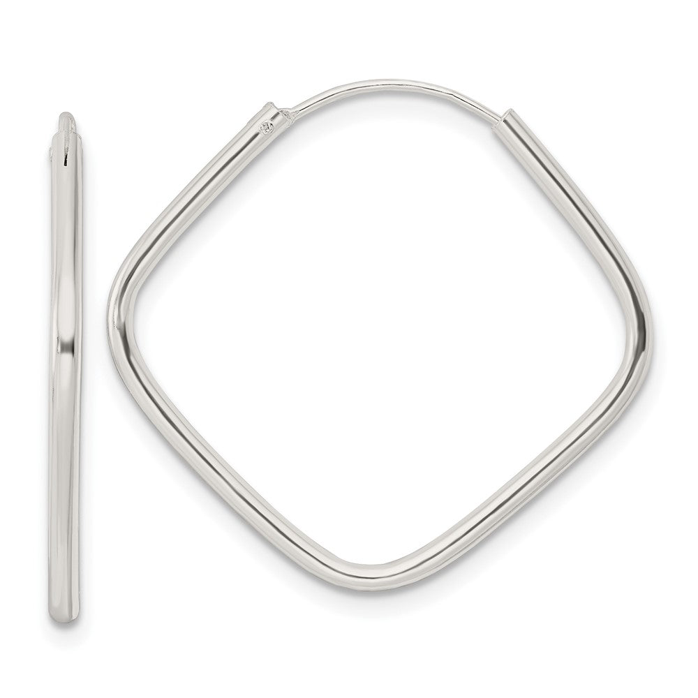 QE15830 Sterling Silver Polished Endless Square Hoop Earrings