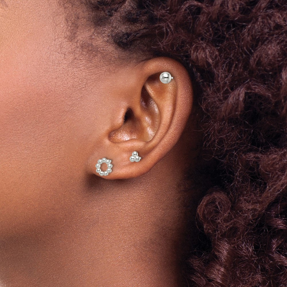 QE15991 Sterling Silver Beaded and Stud Post Earring Set