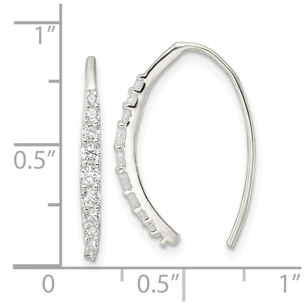 QE16222 Sterling Silver Polished CZ Threader Earrings