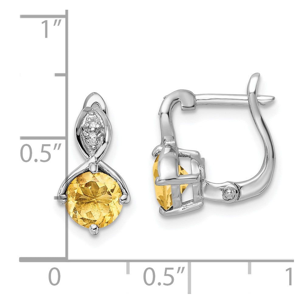 QE16642CI Sterling Silver RH-plated 1.48t.w. Citrine/Wt Topaz Hinged Earrings