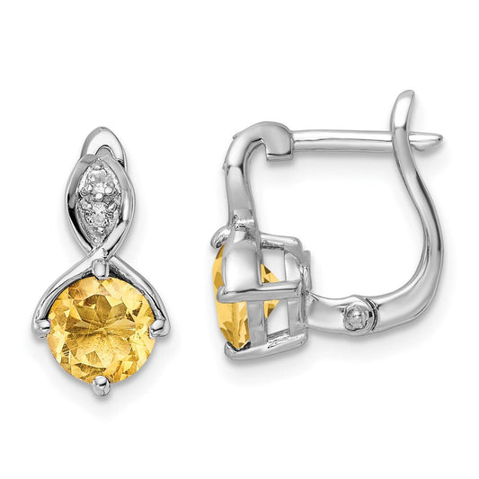 QE16642CI Sterling Silver RH-plated 1.48t.w. Citrine/Wt Topaz Hinged Earrings