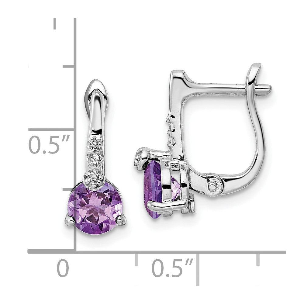 QE16643AM Sterling Silver Rhod-plat 1.49AM/WhiteTopaz Circle Hinged Earring