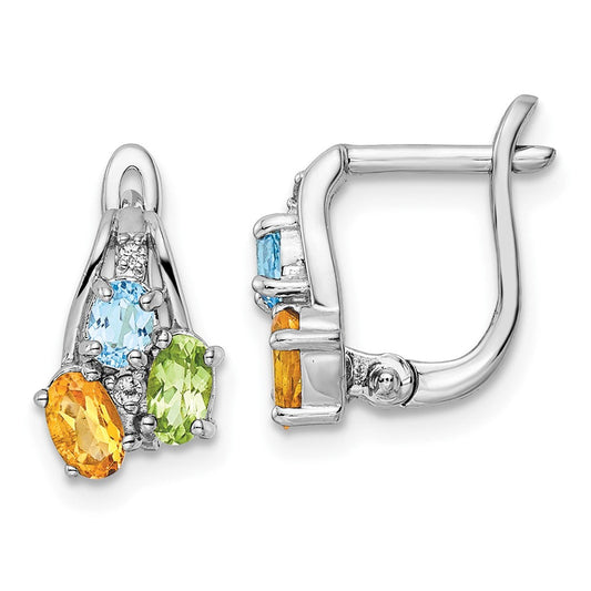 QE16647RB Sterling Silver RH-plated 1.50t.w. PE/CI/LSBT/WT Hinged Earrings