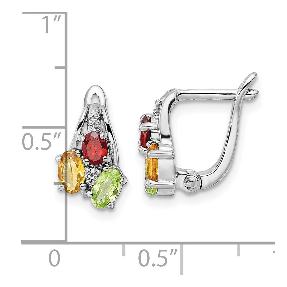 QE16648RB Sterling Silver RH-plated 1.48t.w. PE/CI/GA/WT Hinged Earrings