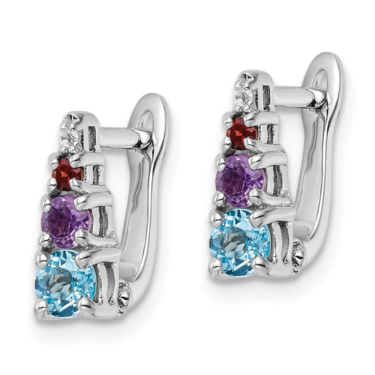 QE16649RB Sterling Silver RH-plated .93t.w. LSBT/AM/GA/WT Hinged Earrings