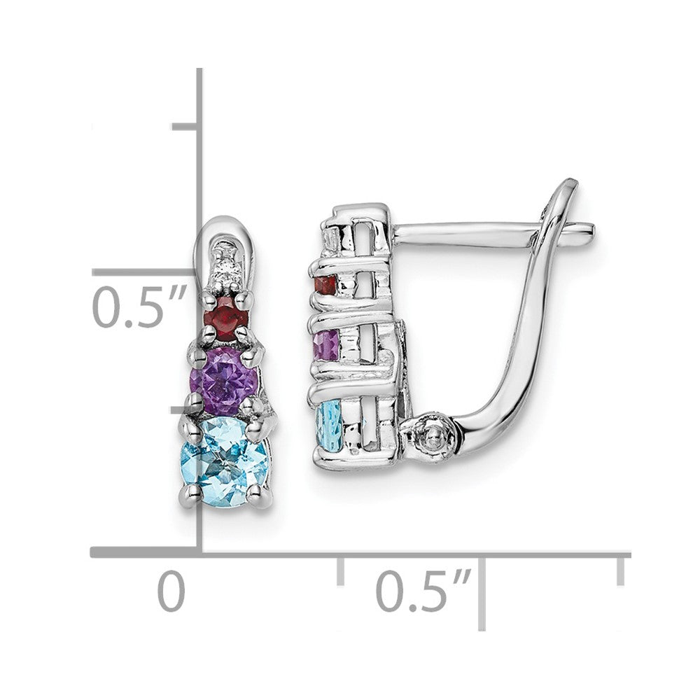 QE16649RB Sterling Silver RH-plated .93t.w. LSBT/AM/GA/WT Hinged Earrings
