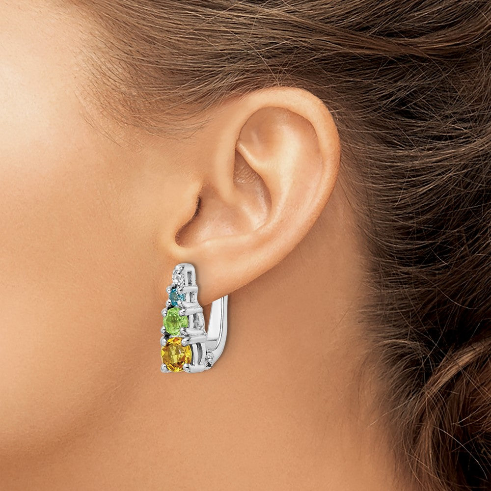 QE16650RB Sterling Silver RH-plated .77t.w. PE/CI/BT/WT Hinged Earrings