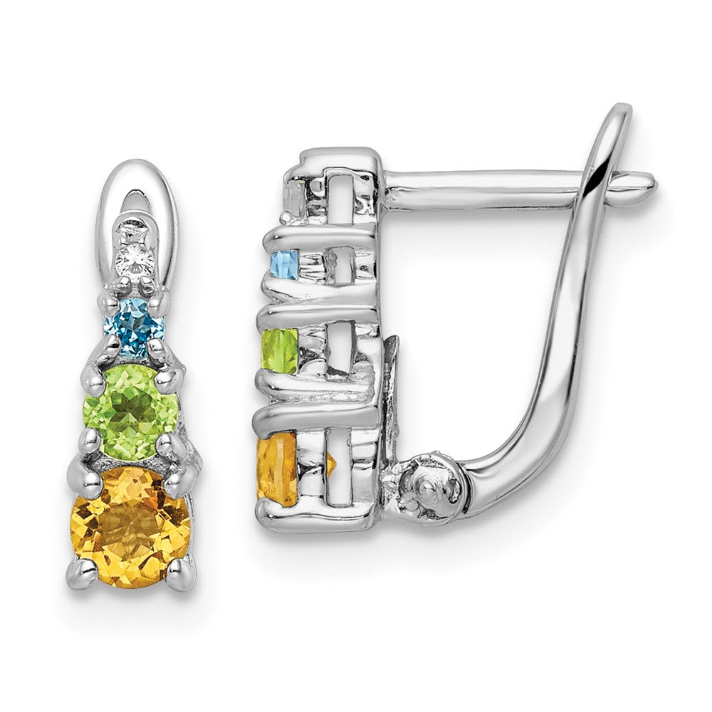 QE16650RB Sterling Silver RH-plated .77t.w. PE/CI/BT/WT Hinged Earrings