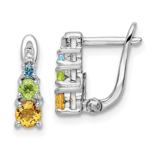 QE16650RB Sterling Silver RH-plated .77t.w. PE/CI/BT/WT Hinged Earrings