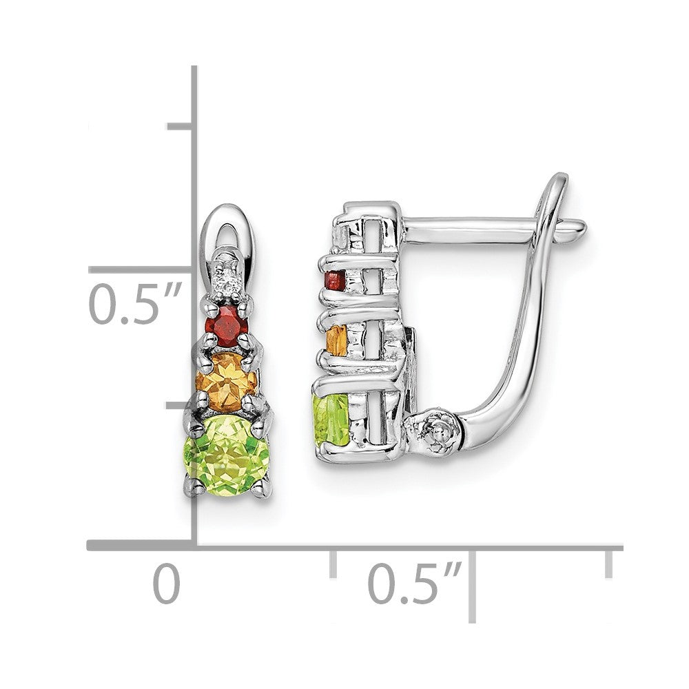 QE16651RB Sterling Silver RH-plated .85t.w. PE/CI/GA/WT Hinged Earrings